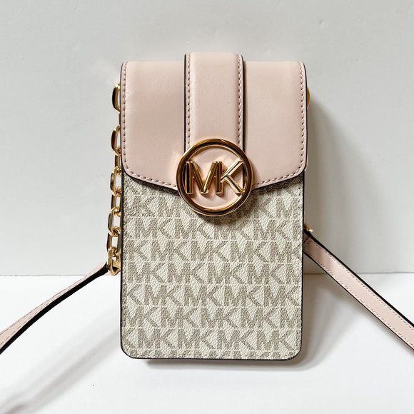 Michael Kors Carmen Small MINI Phone Crossbody Bag MK Vanilla Pink - Picture 2 of 8